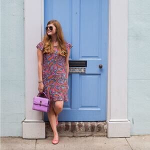 J Crew Womens Silk Dress Paisley Print Ruffle Sleeves Size 4